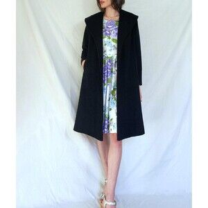 Vintage 1940s Black Wool Swing Coat: Shawl Collar, Western Style, Women's S